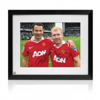 Paul Scholes & Ryan Giggs Signed Manchester United Football Photo. Framed