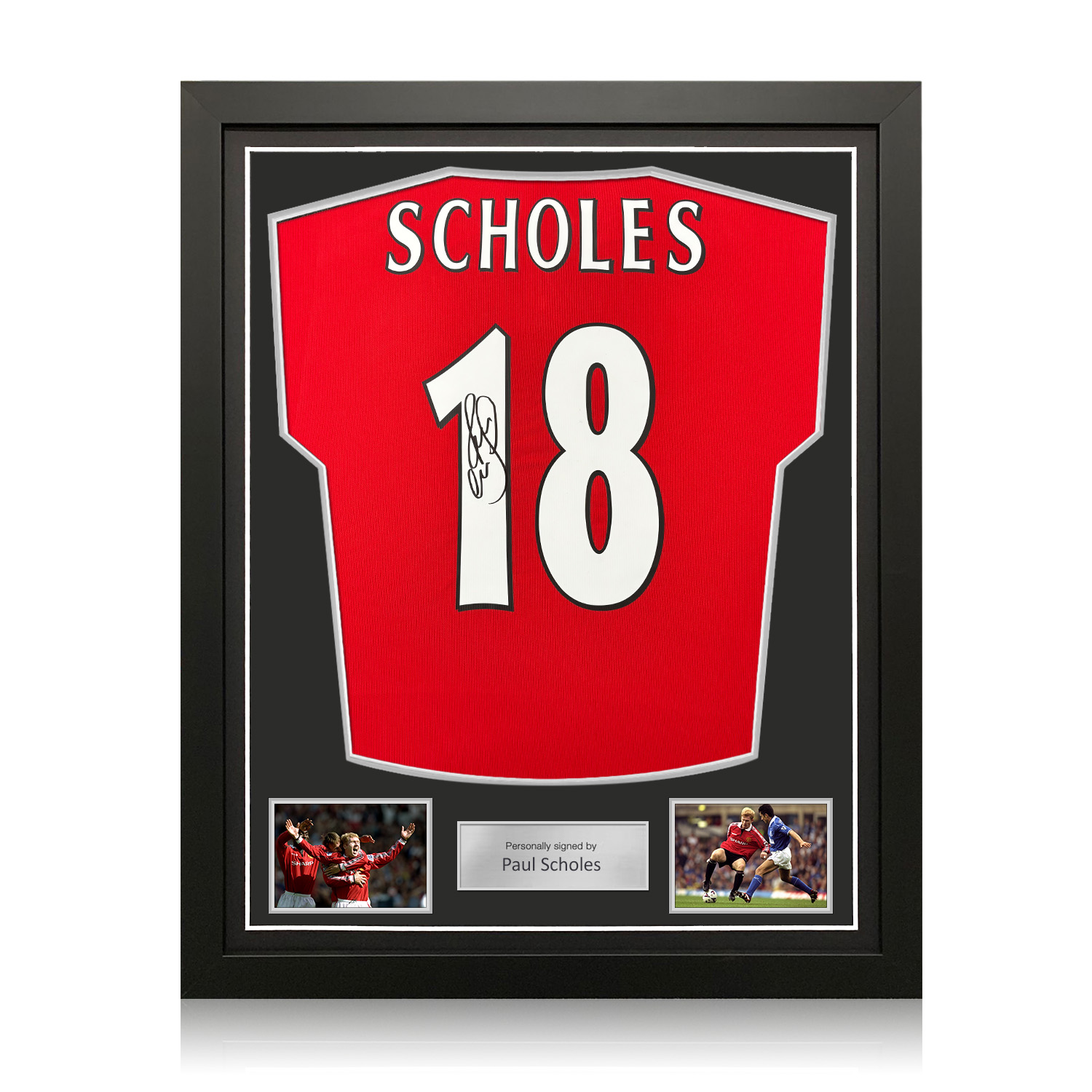 Paul Scholes Signed Original Manchester United 1998-00 Football Shirt. Standard Frame