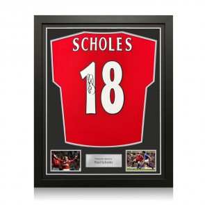 Paul Scholes Signed Original Manchester United 1998-00 Football Shirt. Standard Frame