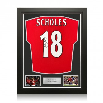 Paul Scholes Signed Original Manchester United 1998-00 Football Shirt. Standard Frame