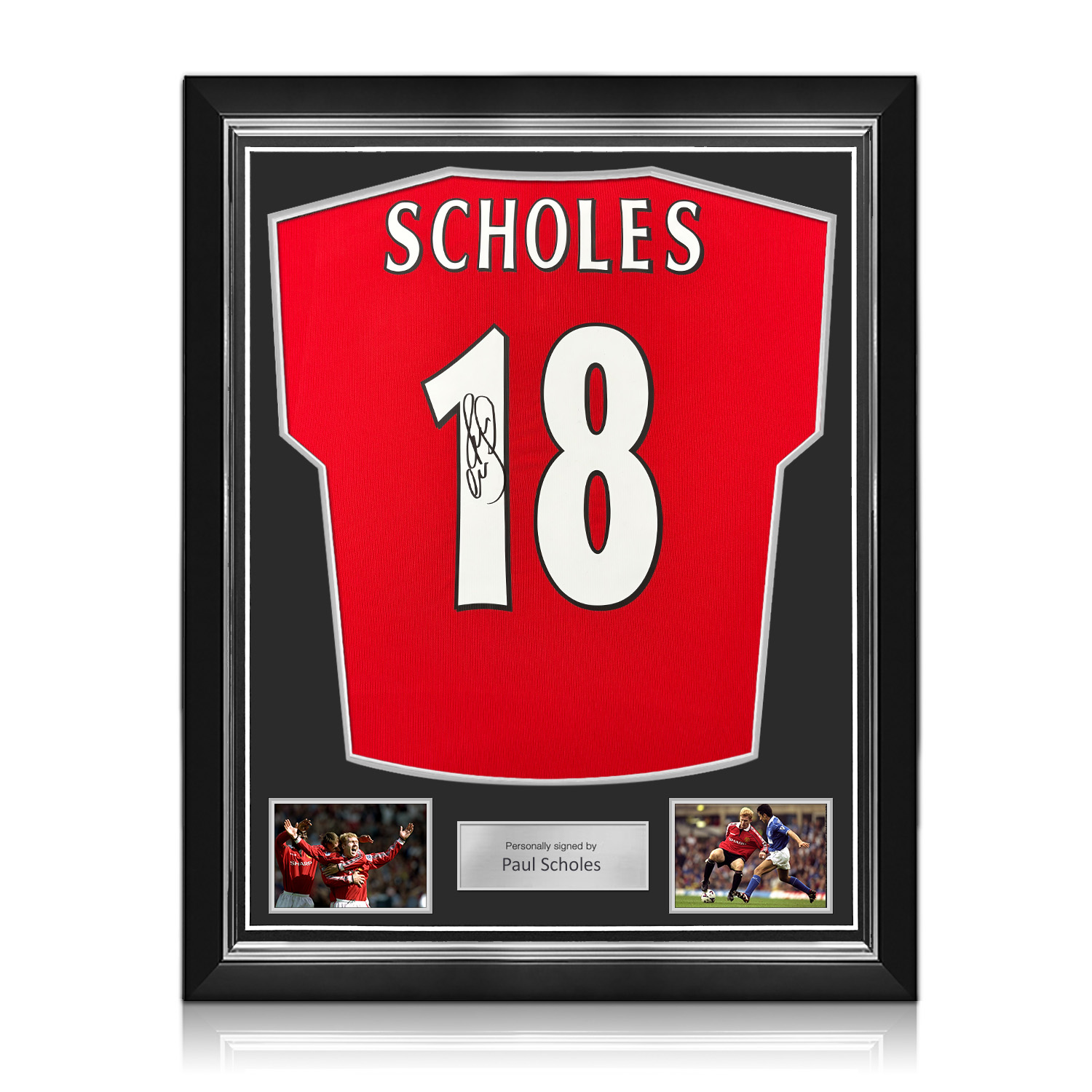 Paul Scholes Signed Original Manchester United 1998-00 Football Shirt. Superior Frame