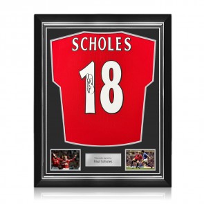 Paul Scholes Signed Original Manchester United 1998-00 Football Shirt. Superior Frame