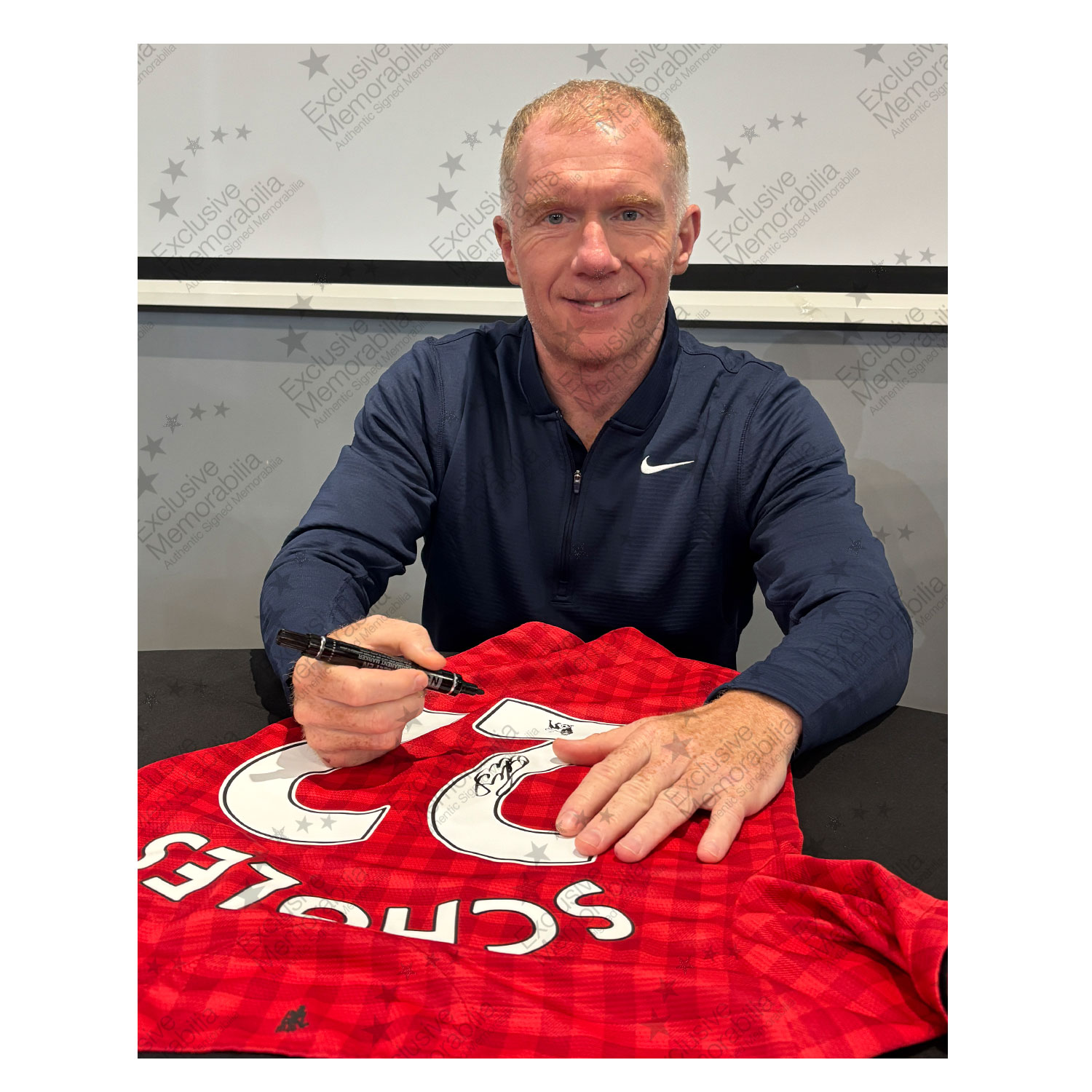 Paul Scholes Signed Original Manchester United 2012-13 Football Shirt (Original Print). Icon Frame