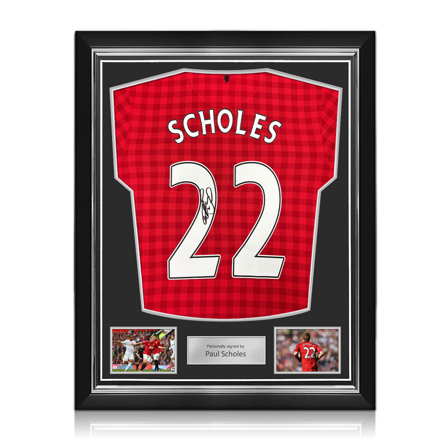 Paul Scholes Signed Original Manchester United 2012-13 Football Shirt. Superior Frame