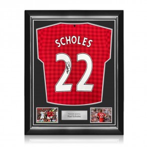 Paul Scholes Signed Original Manchester United 2012-13 Football Shirt. Superior Frame