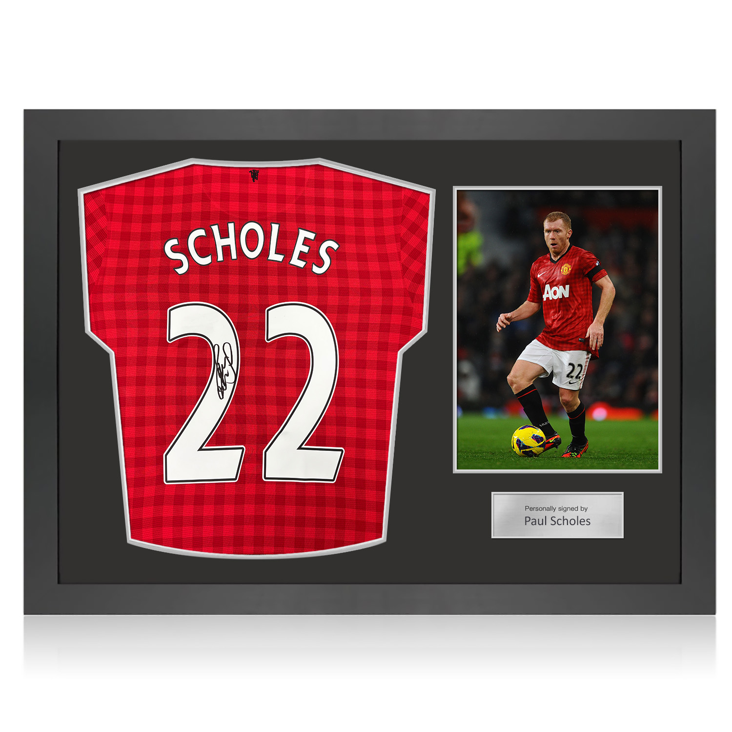 Paul Scholes Signed Original Manchester United 2012-13 Football Shirt. Icon Frame