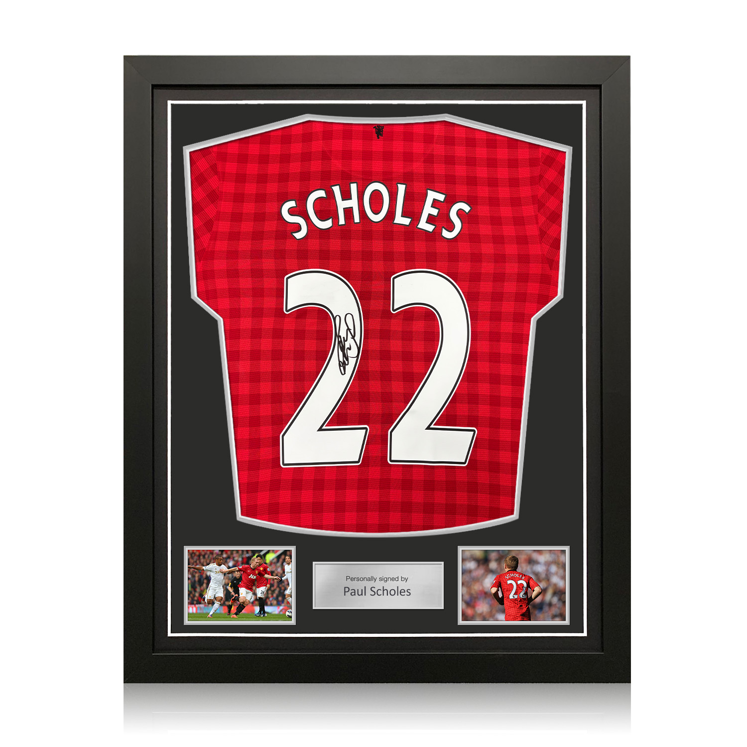 Paul Scholes Signed Original Manchester United 2012-13 Football Shirt. Standard Frame