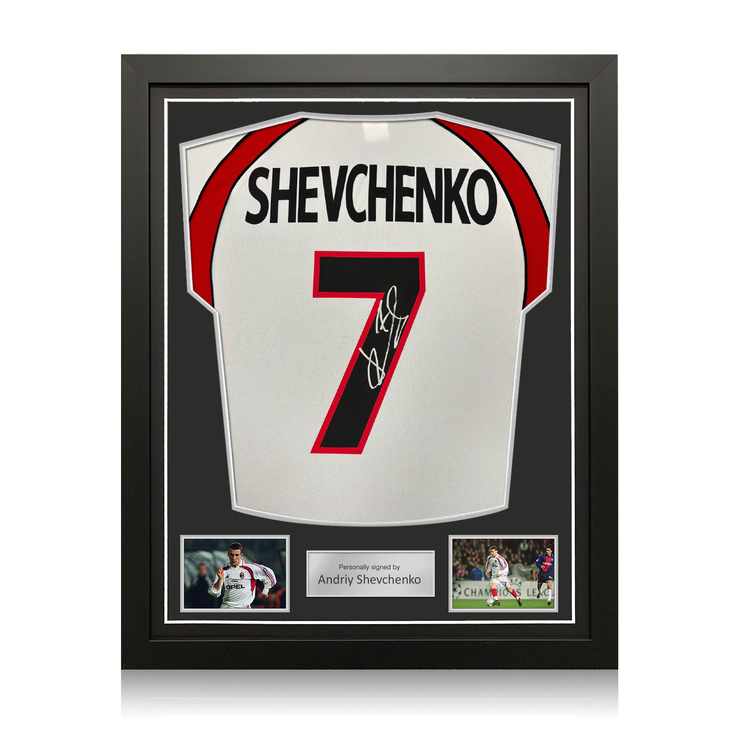 Andriy Shevchenko Signed Original AC Milan 2000-02 Away Football Shirt (Original Print). Standard Frame