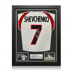 Andriy Shevchenko Signed Original AC Milan 2000-02 Away Football Shirt (Original Print). Standard Frame