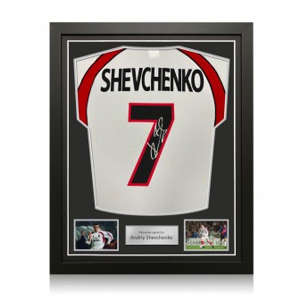 Andriy Shevchenko Signed Original AC Milan 2000-02 Away Football Shirt (Original Print). Standard Frame