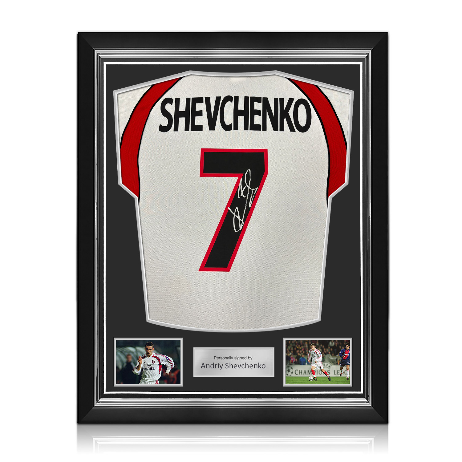 Andriy Shevchenko Signed Original AC Milan 2000-02 Away Football Shirt (Original Print). Superior Frame