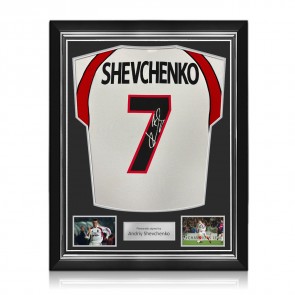 Andriy Shevchenko Signed Original AC Milan 2000-02 Away Football Shirt (Original Print). Superior Frame
