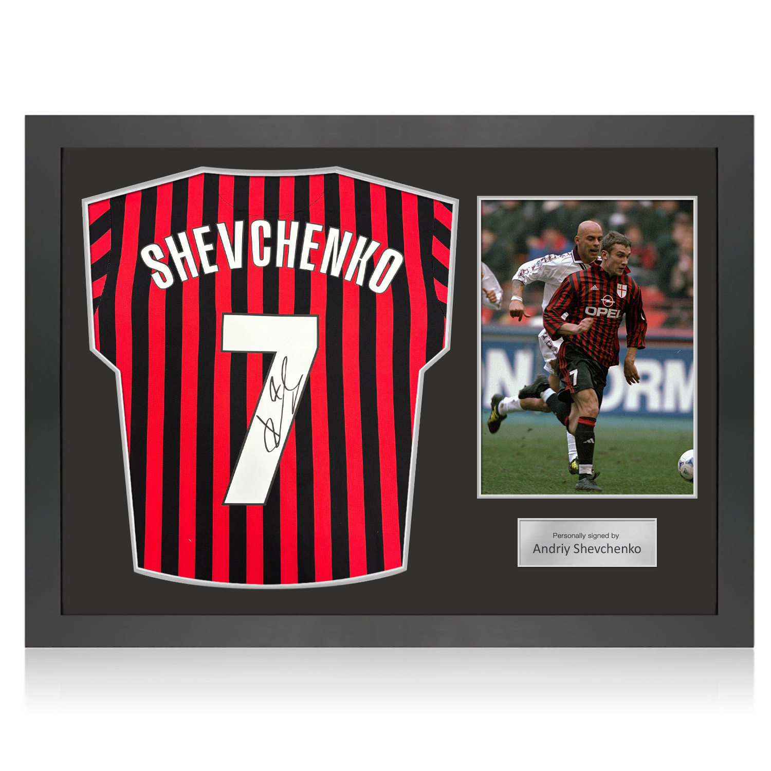 Andriy Shevchenko Signed AC Milan 2000 Centenary Football Shirt. Icon Frame