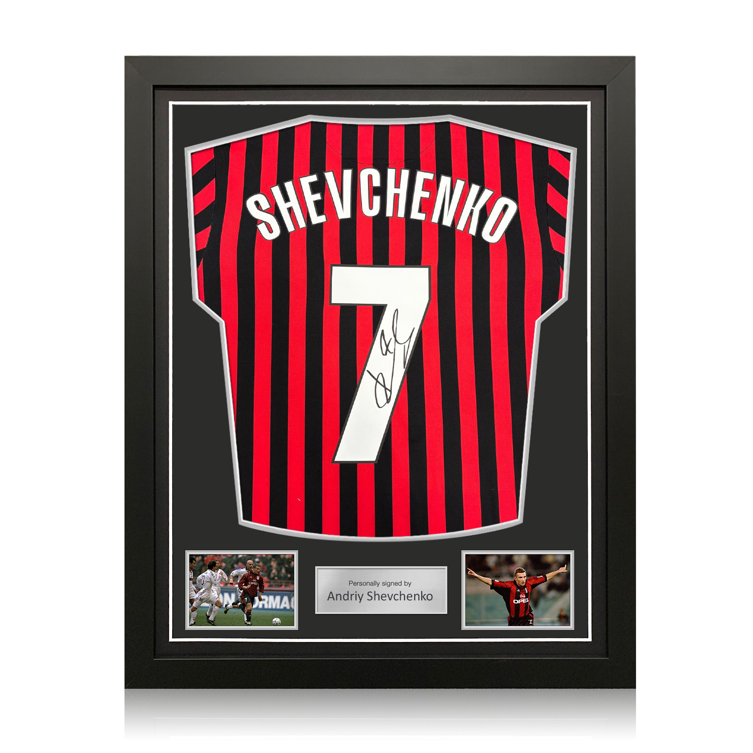 Andriy Shevchenko Signed AC Milan 2000 Centenary Football Shirt. Standard Frame