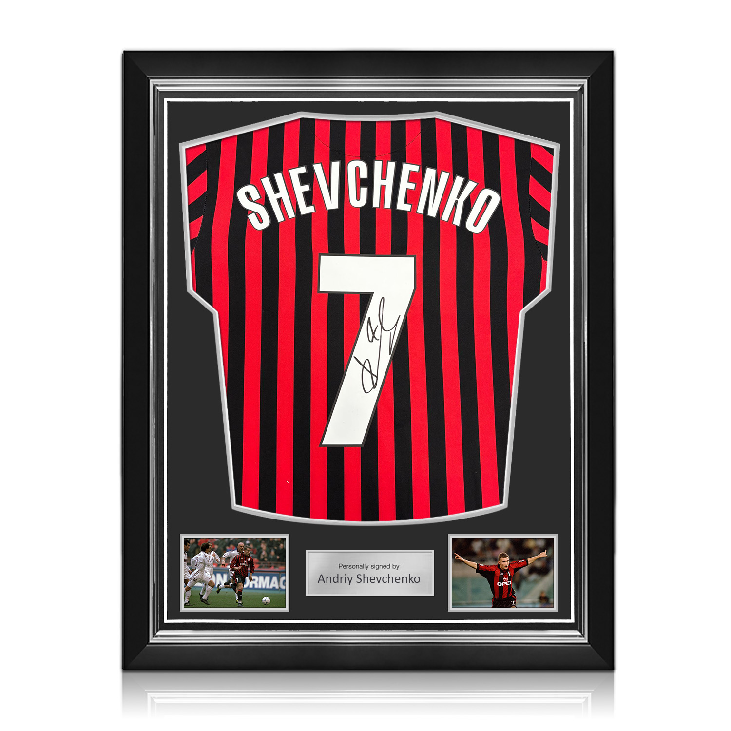 Andriy Shevchenko Signed AC Milan 2000 Centenary Football Shirt. Superior Frame