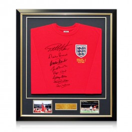 England 1966 World Cup Winning Team Signed Shirt. Deluxe Frame