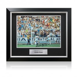 Gordon Banks Signed England Photo: The Pele Save. Deluxe Frame