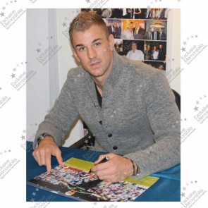 Joe Hart Signed Manchester City Photograph. Damaged I