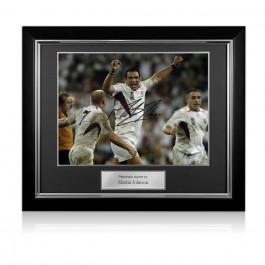 Martin Johnson Signed England 2003 World Cup Rugby Photo: The Final Whistle. Deluxe Frame