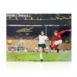 Sir Geoff Hurst Signed England Football Photo: 1966 Final Goal (Gold)