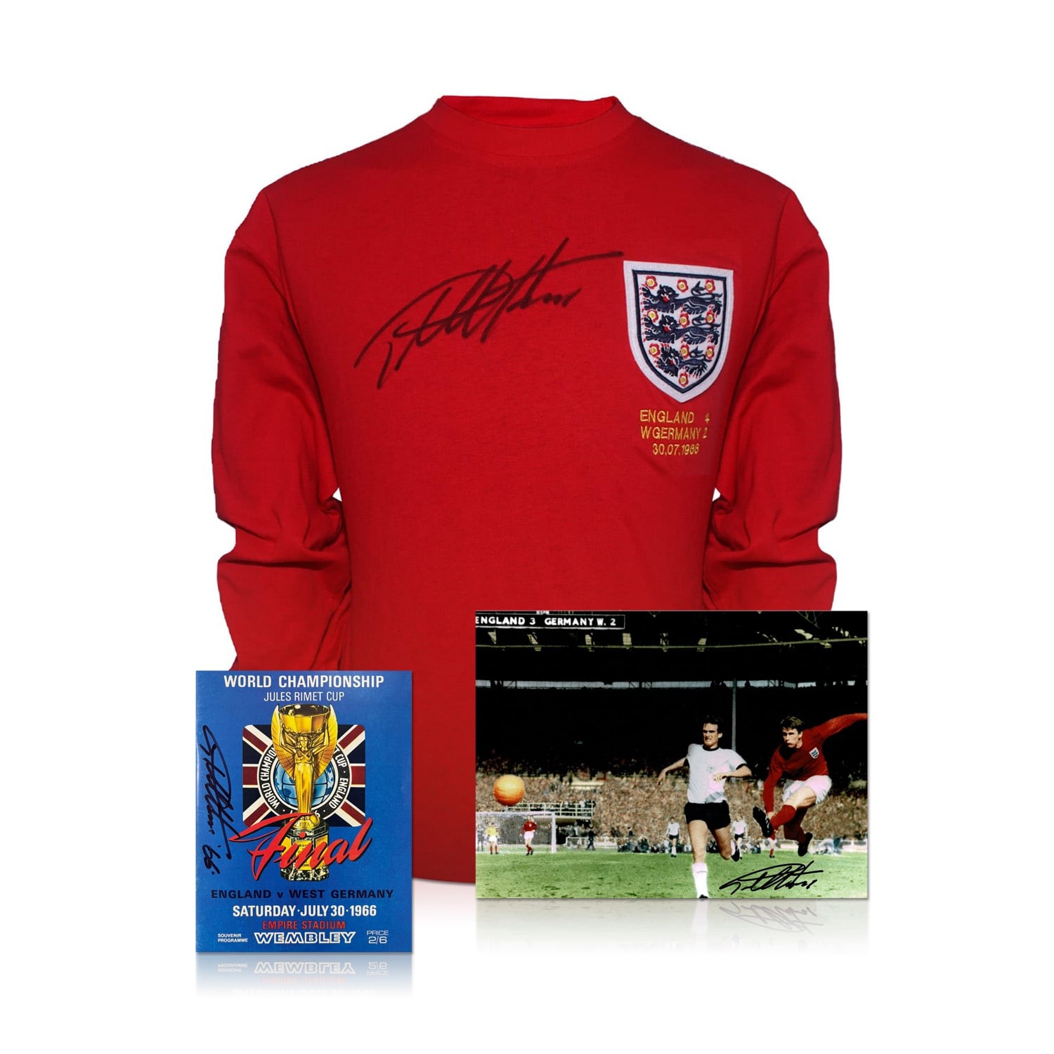 Sir Geoff Hurst Signed England Football Memorabilia Bundle