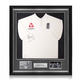 Ian Botham Signed England Cricket Test Shirt. Deluxe Frame