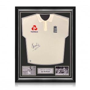 Ian Botham Signed England Cricket Test Shirt. Superior Frame
