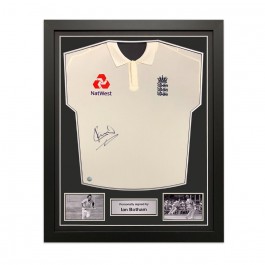 Ian Botham Signed England Cricket Test Shirt. Standard Frame