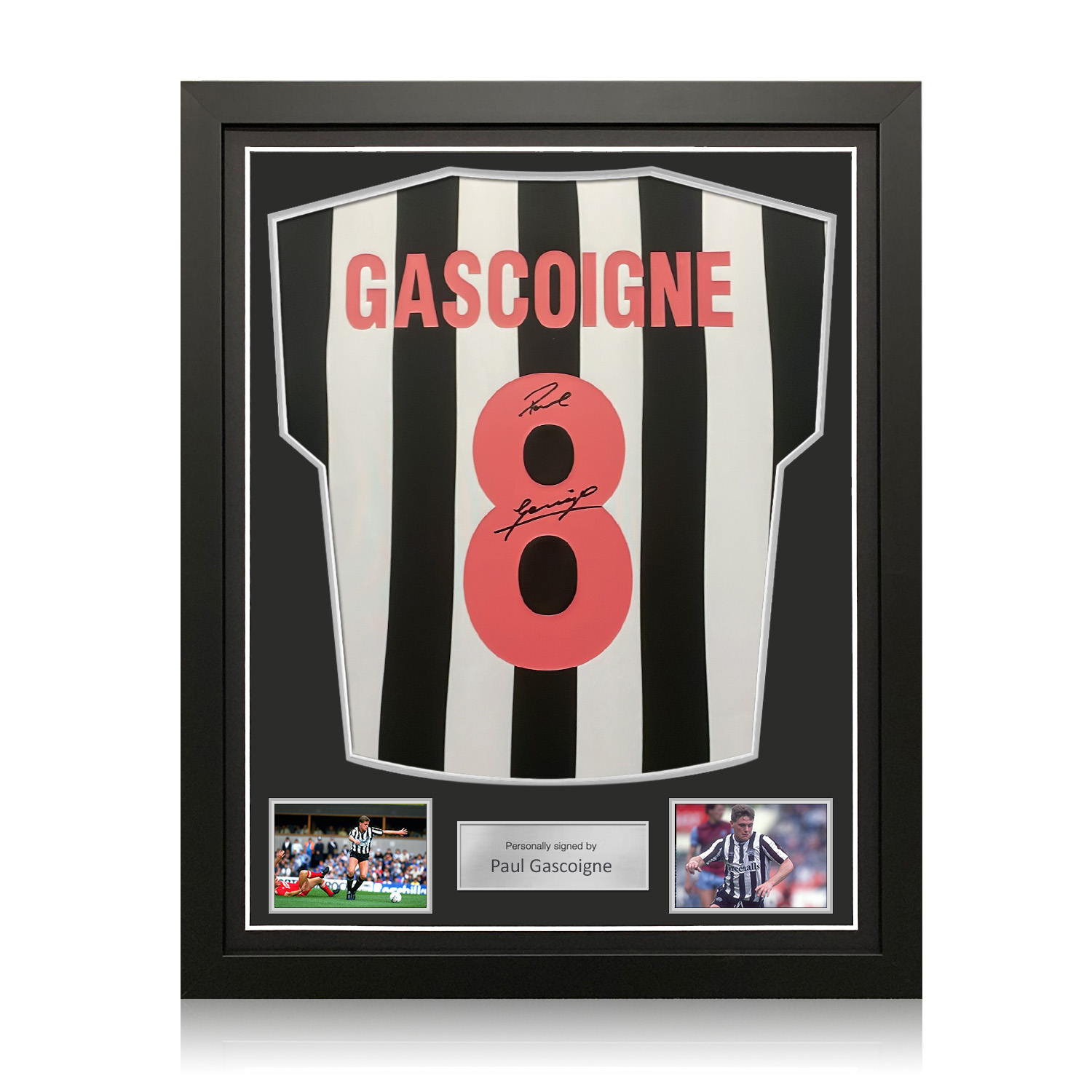 Paul Gascoigne Signed Newcastle United 1984 Home Football Shirt. Standard Frame