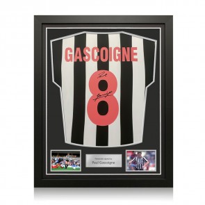 Paul Gascoigne Signed Newcastle United 1984 Home Football Shirt. Standard Frame