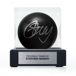 Stephen Hendry Signed Black Snooker Ball. In Display Case With Plaque