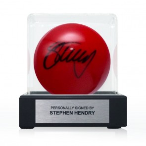 Stephen Hendry Signed Red Snooker Ball. In Display Case With Plaque