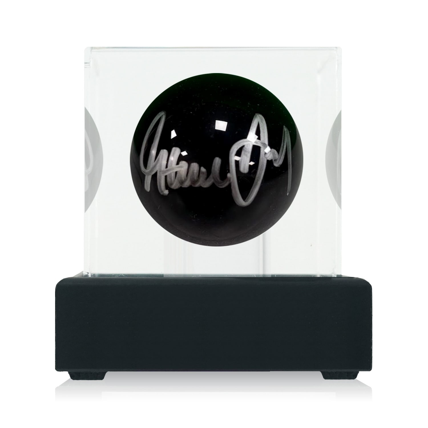 Steve Davis Signed Black Snooker Ball. Display Case