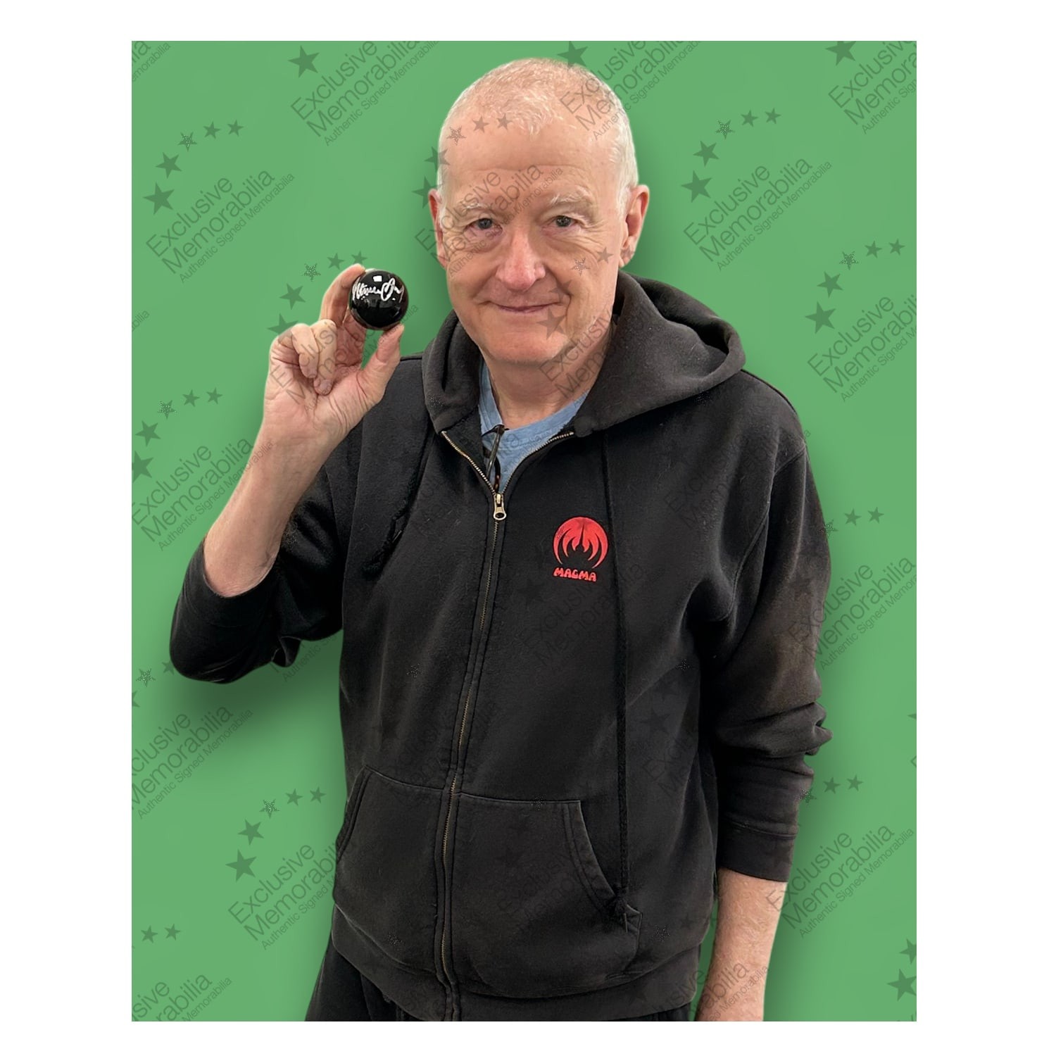 Steve Davis Signed Black Snooker Ball. Display Case