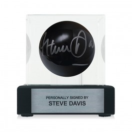 Steve Davis Signed Black Snooker Ball. Display Case With Plaque