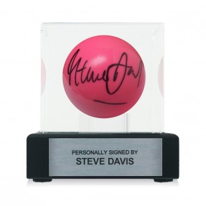 Steve Davis Signed Pink Snooker Ball. Display Case With Plaque