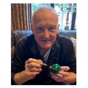 Steve Davis Signed Green Snooker Ball. Display Case With Plaque