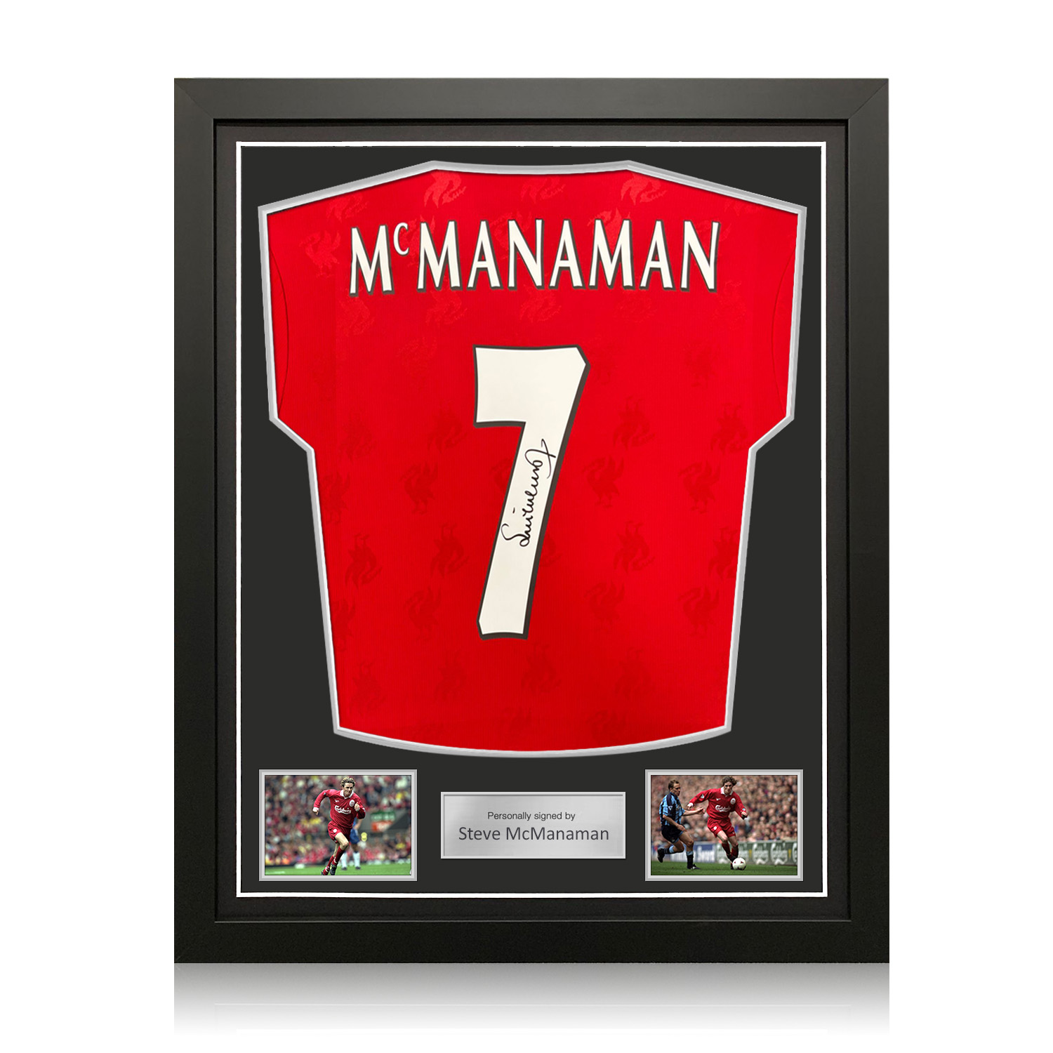 Steve McManaman Signed Liverpool 1996-98 Home Football Shirt. Standard Frame
