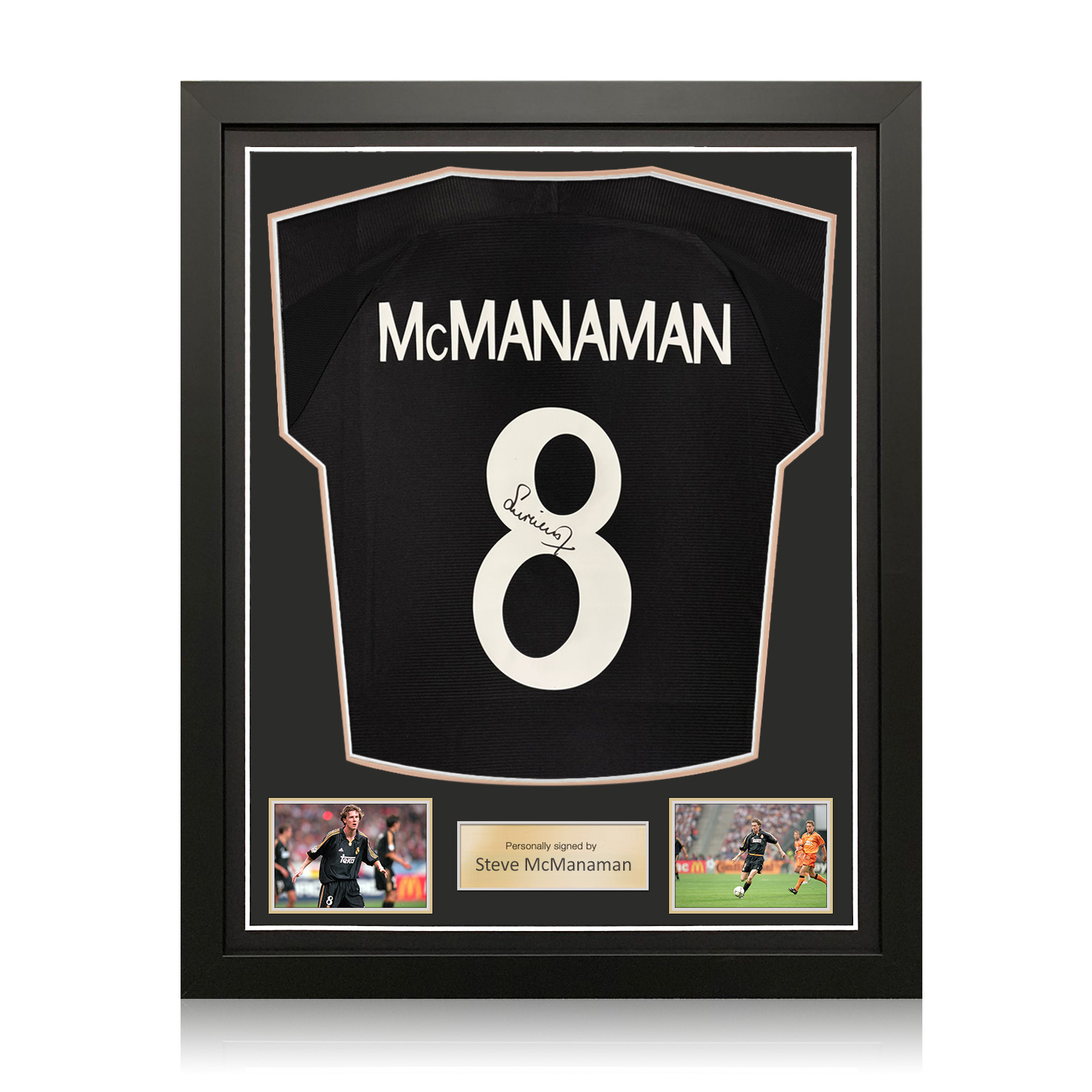 Steve McManaman Signed Real Madrid 1999-2000 Away Football Shirt. Standard Frame