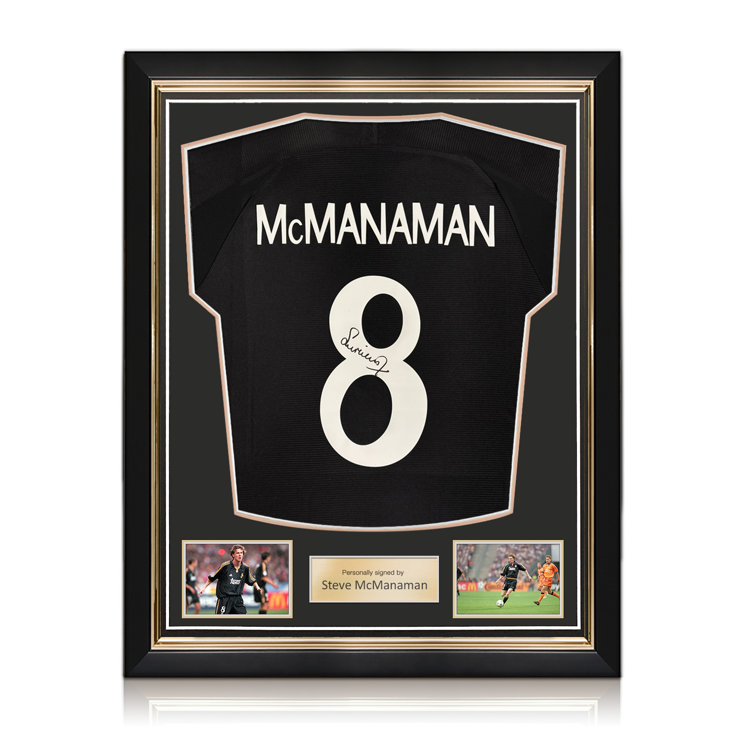Steve McManaman Signed Real Madrid 1999-2000 Away Football Shirt. Superior Frame