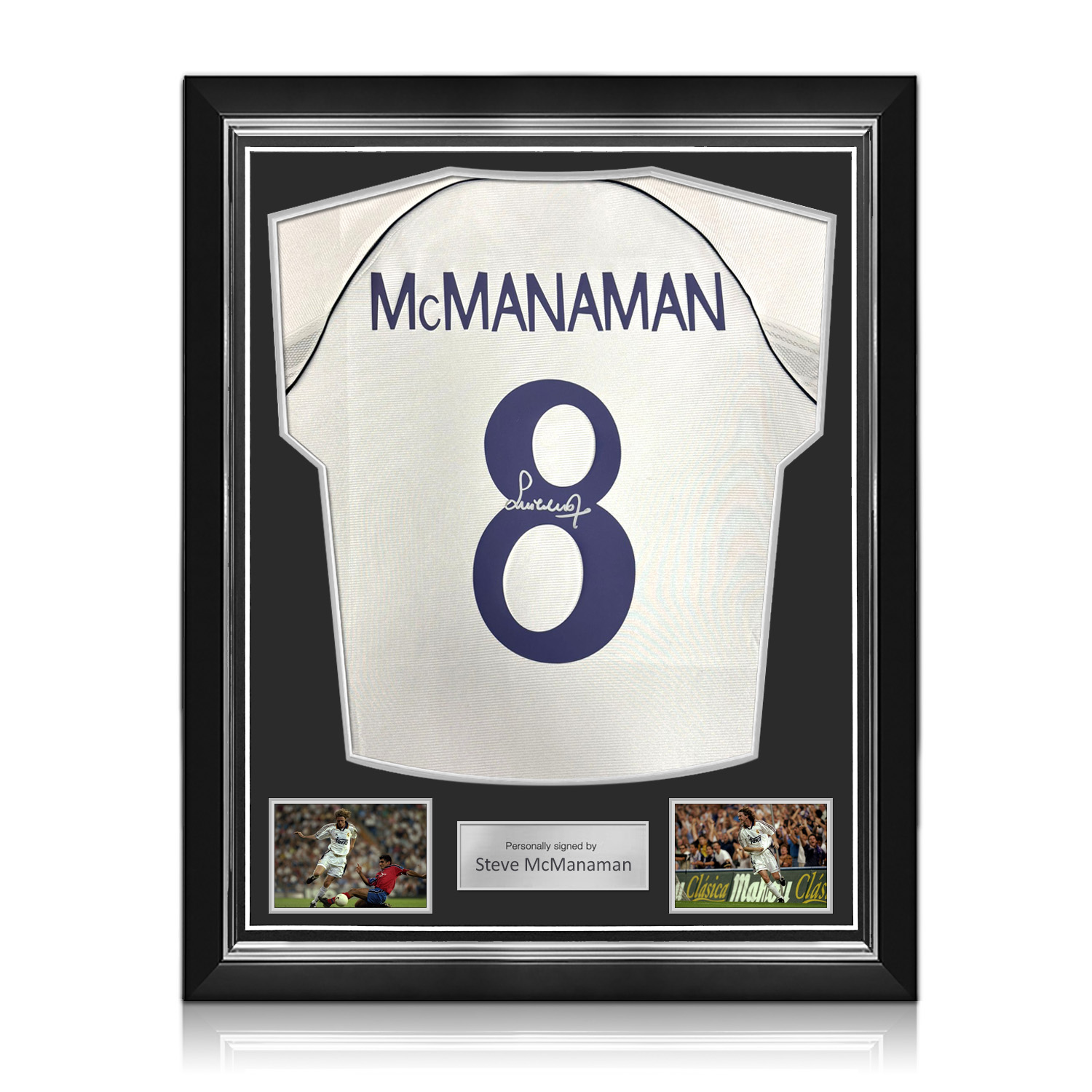 Steve McManaman Signed Real Madrid 1999-2000 Home Football Shirt. Superior Frame