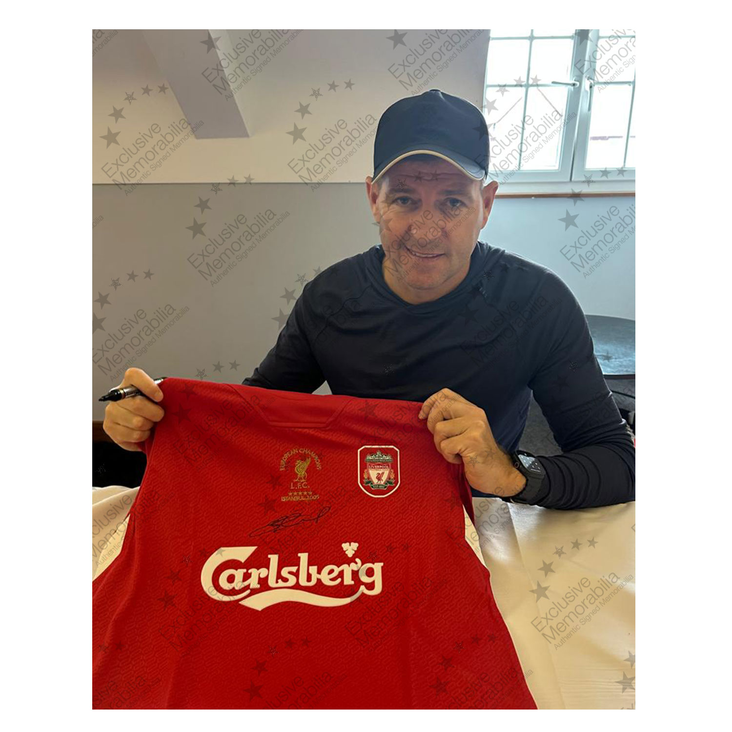 Steven Gerrard Front Signed 2005 Liverpool Football Shirt 