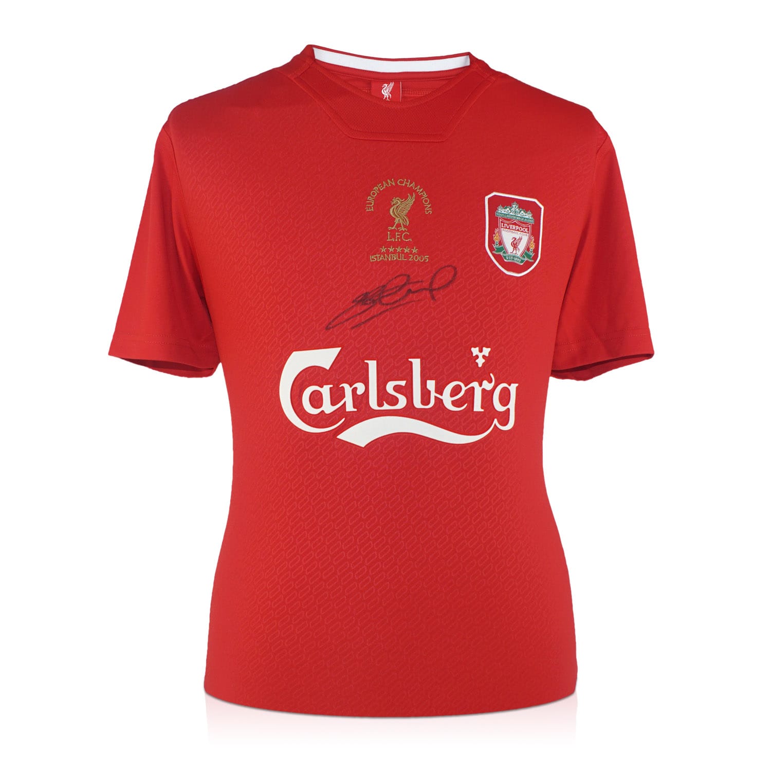 Steven Gerrard Front Signed 2005 Liverpool Football Shirt 