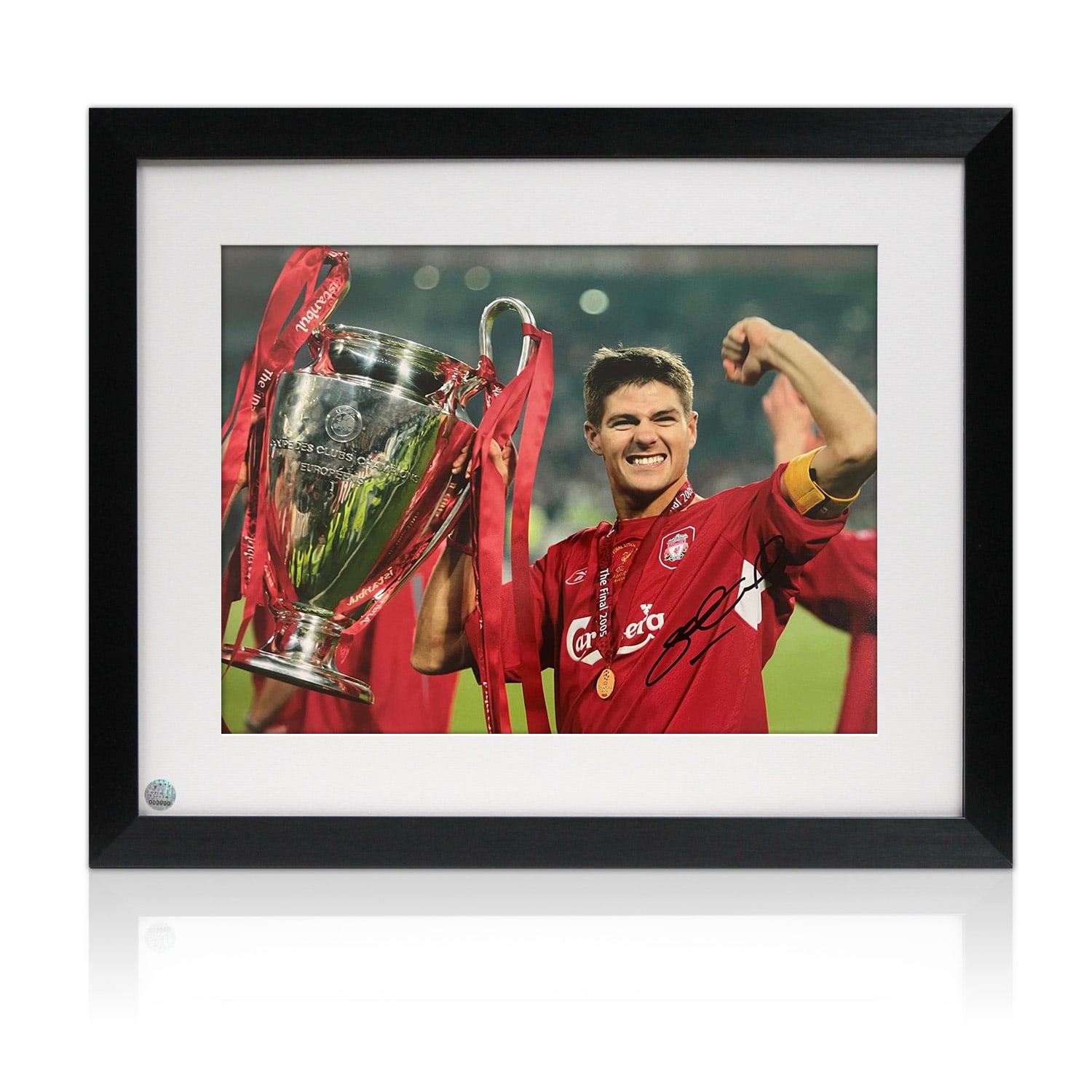 Steven Gerrard Signed Liverpool Football Photo: 2005 UCL Winner. Framed