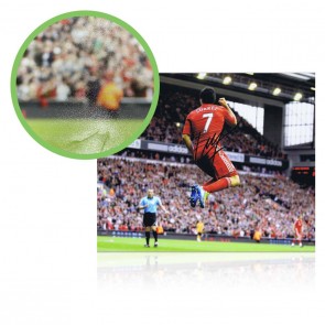 Luis Suarez Signed Liverpool Photograph: Wolves Celebration. Damaged A