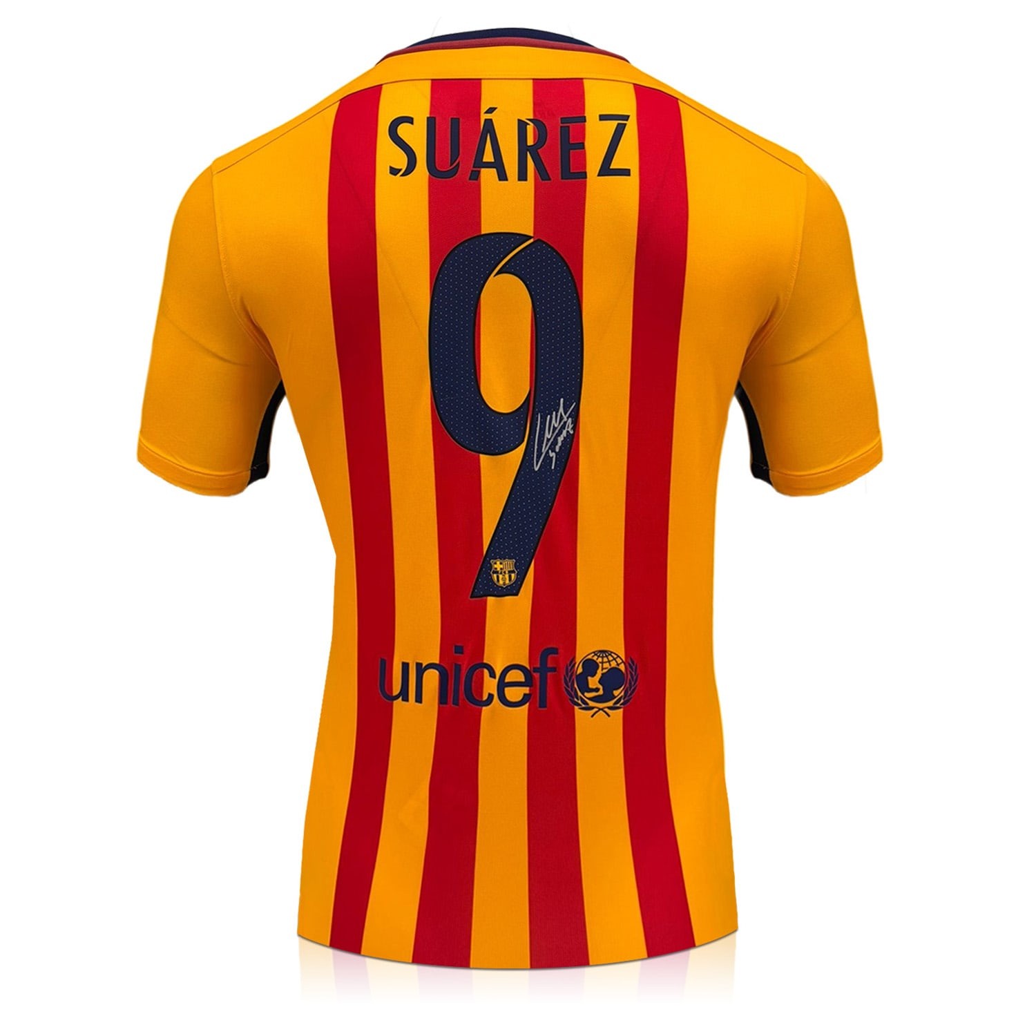Luis Suarez Signed Original Barcelona 2015-16 Away Football Shirt (Original Print)