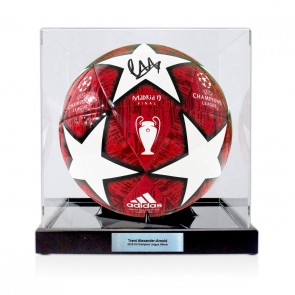 Trent Alexander- Arnold Signed 2018-19 CL Final Football. Display Case With Plaque