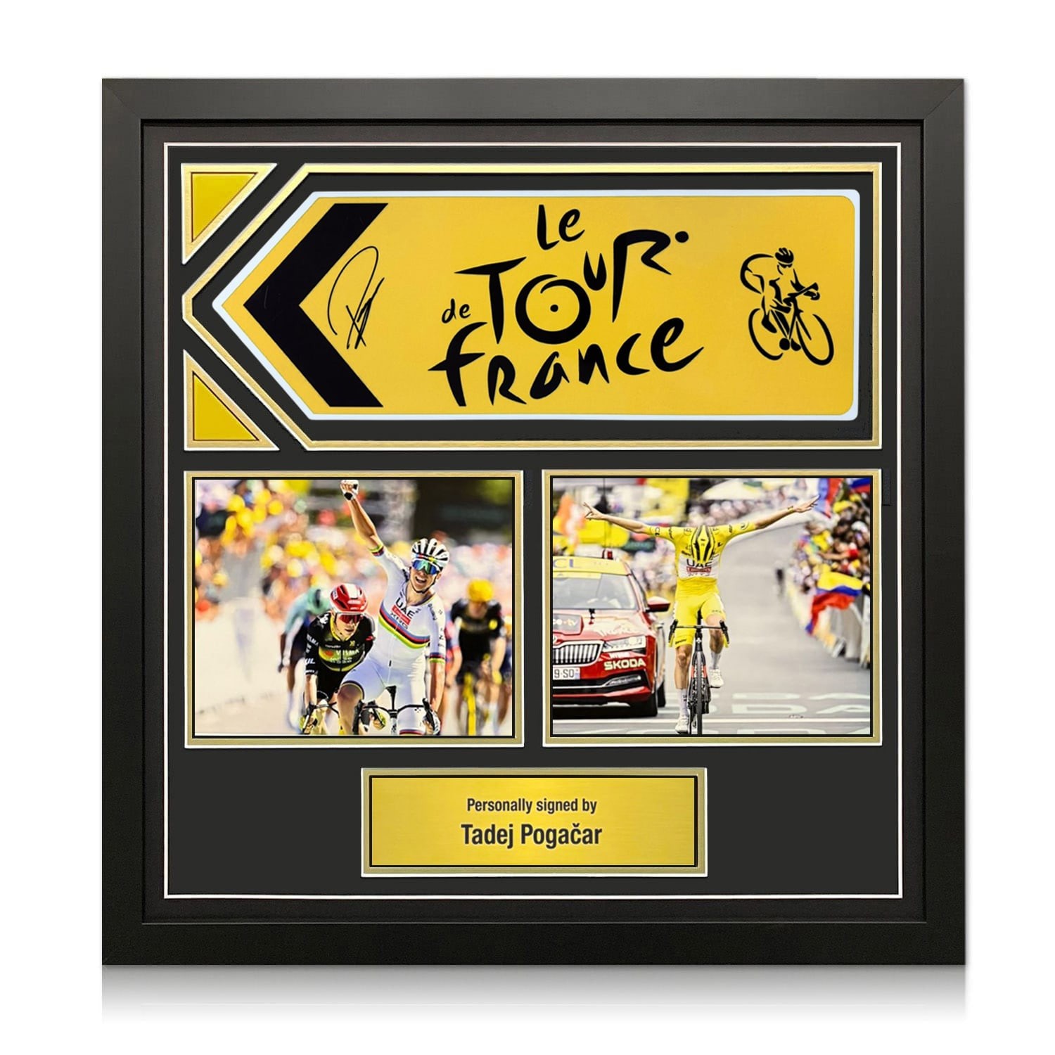 Tadej Pogacar Signed Tour de France Street Sign. Framed