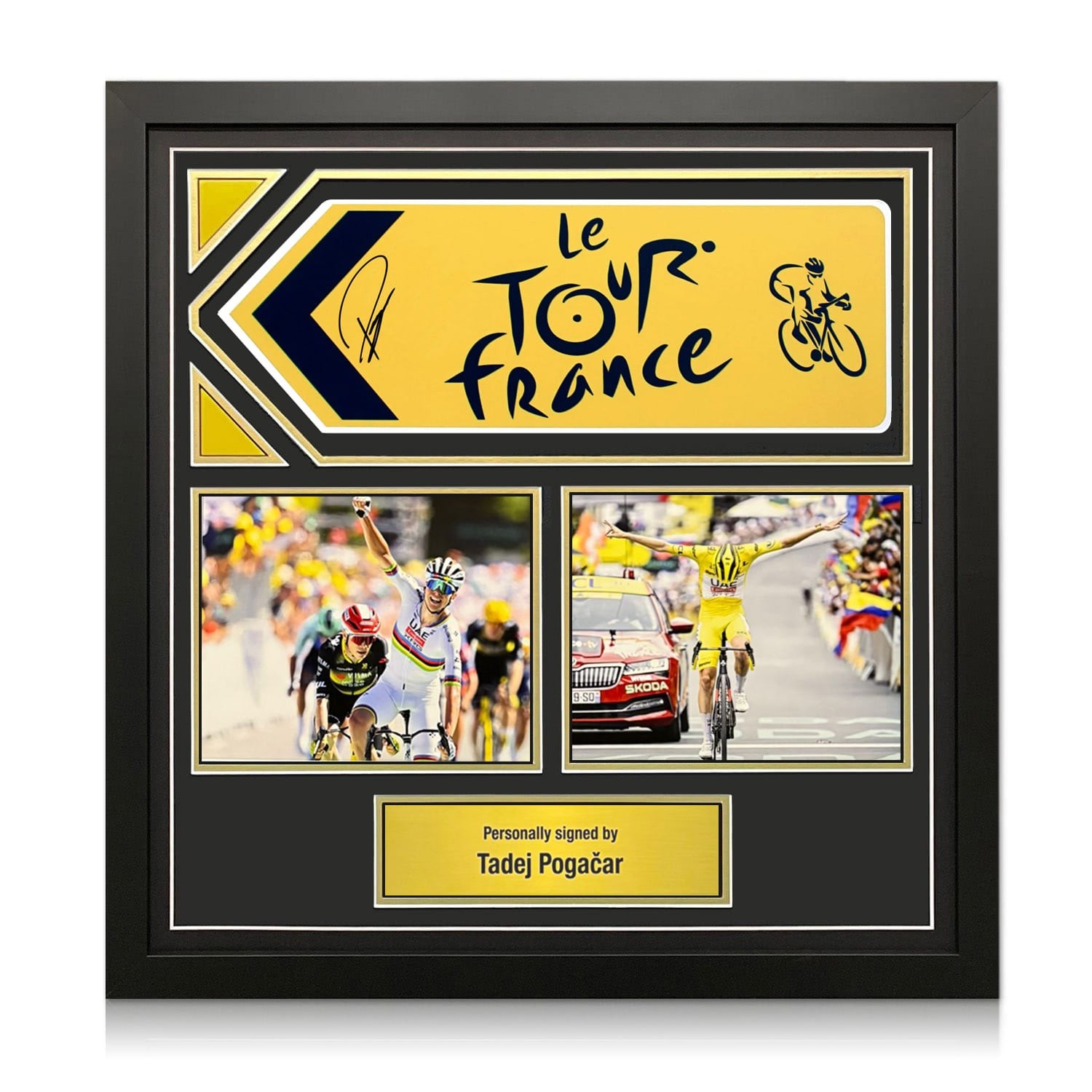 Tadej Pogacar Signed Tour de France Street Sign. Framed