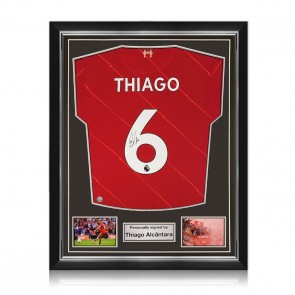 Thiago Alcântara Signed Liverpool 2021-22 Football Shirt. Superior Frame